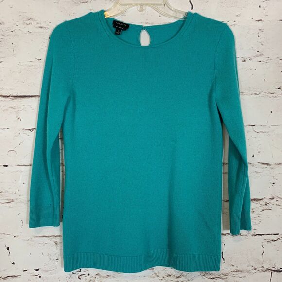 Talbots 100% Pure Cashmere Sweater Women’s Small Teal Lightweight Elegant Chic - Picture 1 of 5